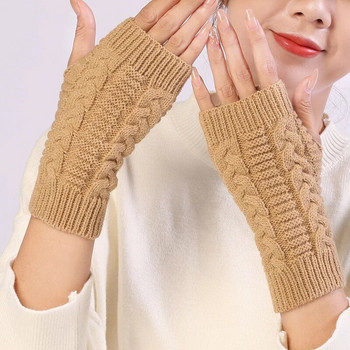 Πλεκτά γάντια Γυναικεία πλεκτά Γυναικεία γάντια με μισό δάχτυλο Βραχιόλι χωρίς δάχτυλα Φθινοπωρινά και χειμερινά απαλά ζεστά γάντια γάντια γυναικεία