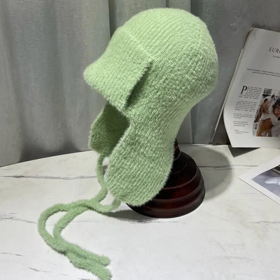 Zimske plišane bombaške kape od umjetnog nerca od flisa Ženske tople mekane jednobojne kape na otvorenom Ženske ruske pletene kape za zaštitu ušiju