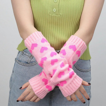 1 ζευγάρι γυναικεία γάντια ιαπωνική Kawaii Lolita μανίκι κοριτσάκι με βελονάκι πλέξιμο γοτθικής καρδιάς Ζεστό χειμερινό γάντι χωρίς δάχτυλα
