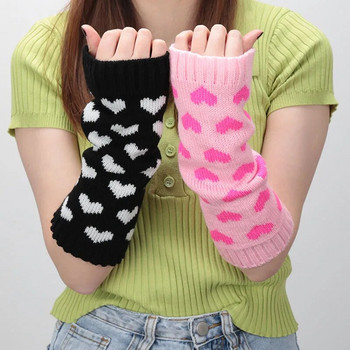 1 чифт дамски ръкавици японски Kawaii Lolita Arm Sleeve Girl Arm Crochet Knitting Gothic Heart Warm Fingerless Warmer Winter Glove