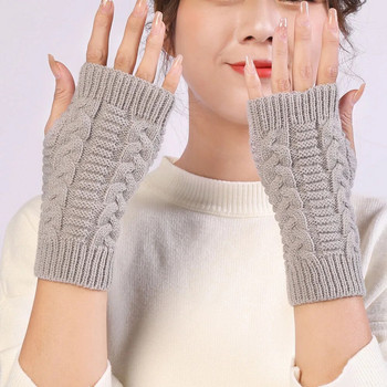 Φθινοπωρινή χειμερινή μόδα Ανδρικά Γυναικεία πλεκτά γάντια Κοντό δάχτυλο Ζεστό γάντι με μισό δάχτυλο Εργασία συμπαγή γάντια πλήρους δακτύλου Θερμό γάντι χεριών