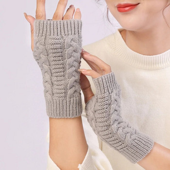Φθινοπωρινή χειμερινή μόδα Ανδρικά Γυναικεία πλεκτά γάντια Κοντό δάχτυλο Ζεστό γάντι με μισό δάχτυλο Εργασία συμπαγή γάντια πλήρους δακτύλου Θερμό γάντι χεριών