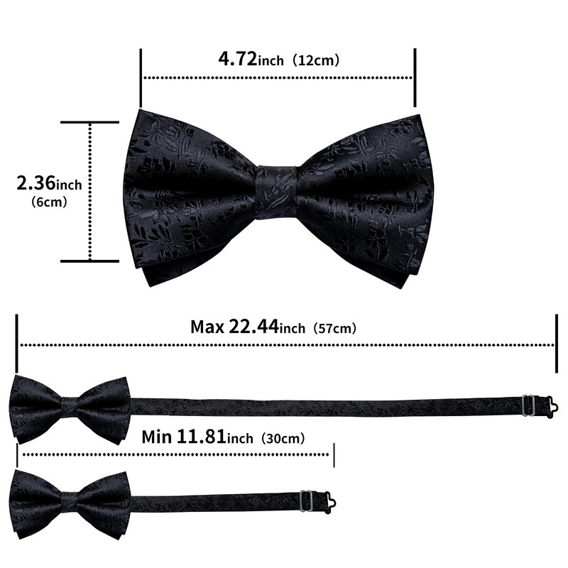 Κλασικό μαύρο προδεμένο παπιγιόν για ανδρικό μεταξωτό φόρεμα επαγγελματικό παπιγιόν Μανικετόκουμπα Σετ γάμου γαμπρού Ανδρικός κόμπος πεταλούδα