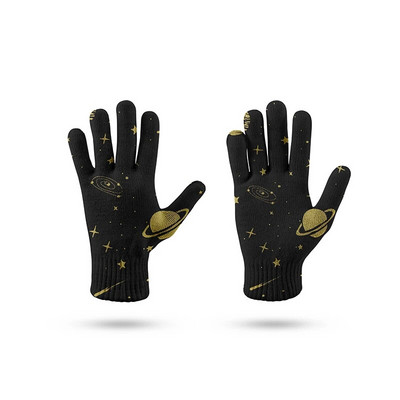 Mados Universe Planet Pattern Žieminės pirštinės Daugiafunkcinės megztos pirštinės su jutikliniu ekranu vyriškos ir moteriškos minkštos šiltos pirštinės