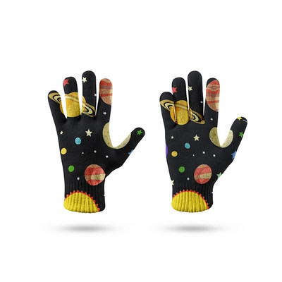 Mados Universe Planet Pattern Žieminės pirštinės Daugiafunkcinės megztos pirštinės su jutikliniu ekranu vyriškos ir moteriškos minkštos šiltos pirštinės