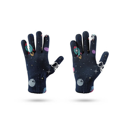 Mados Universe Planet Pattern Žieminės pirštinės Daugiafunkcinės megztos pirštinės su jutikliniu ekranu vyriškos ir moteriškos minkštos šiltos pirštinės