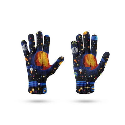 Mados Universe Planet Pattern Žieminės pirštinės Daugiafunkcinės megztos pirštinės su jutikliniu ekranu vyriškos ir moteriškos minkštos šiltos pirštinės