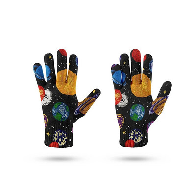 Mados Universe Planet Pattern Žieminės pirštinės Daugiafunkcinės megztos pirštinės su jutikliniu ekranu vyriškos ir moteriškos minkštos šiltos pirštinės