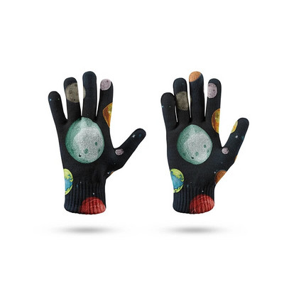 Mados Universe Planet Pattern Žieminės pirštinės Daugiafunkcinės megztos pirštinės su jutikliniu ekranu vyriškos ir moteriškos minkštos šiltos pirštinės