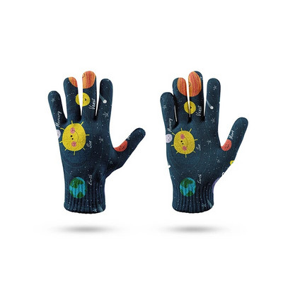 Mados Universe Planet Pattern Žieminės pirštinės Daugiafunkcinės megztos pirštinės su jutikliniu ekranu vyriškos ir moteriškos minkštos šiltos pirštinės