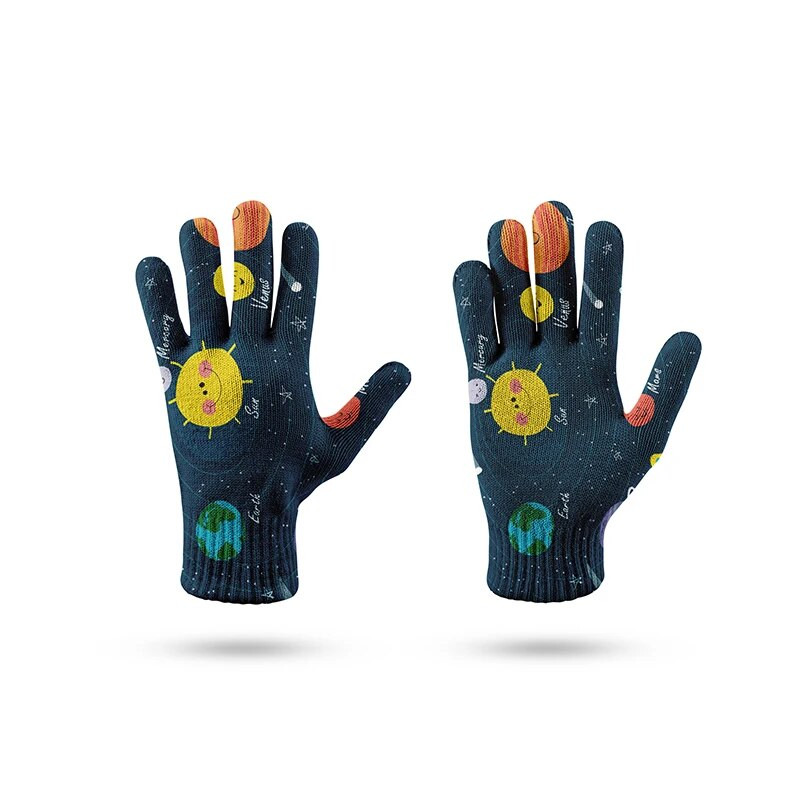 Mados Universe Planet Pattern Žieminės pirštinės Daugiafunkcinės megztos pirštinės su jutikliniu ekranu vyriškos ir moteriškos minkštos šiltos pirštinės