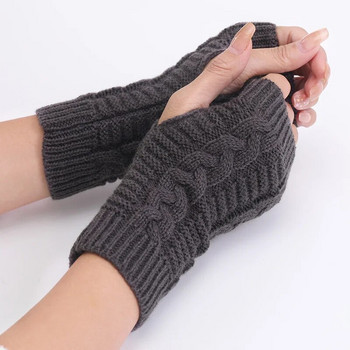 Ръкавици с половин пръст за жени Зимни меки топли вълнени плетени ръце Къси топли ръкавици без пръсти Handschoenen Unisex Guantes