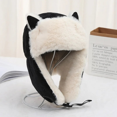 Sieviešu ziemas biezināta silta beanie krievu cepures korejiešu modes Ushanka Earflap pilot cepure Sieviešu tendence Bomber cepure regulējama