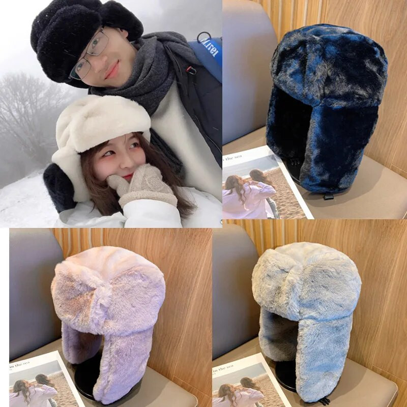 Sieviešu ziemas biezināta silta beanie krievu cepures korejiešu modes Ushanka Earflap pilot cepure Sieviešu tendence Bomber cepure regulējama