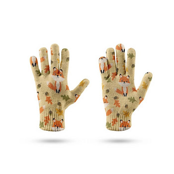 Карикатура Monkey Fox Градински ръкавици 3D отпечатани сладки Harajuku Жени Мъже Разтегливи плетени ръкавици против плъзгане Ветроустойчиви пролетни ръкавици за каране