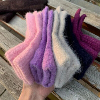 Зимни плетени ръкавици Ръкавици с ръкавици Студентски плътни Затоплящи се кожени ръкавици На открито Шофиране Колоездене Офис Кадифени ръкавици с цял пръст