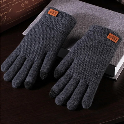 Őszi téli férfi kötött kesztyű érintőképernyős kiváló minőségű gyapjú egyszínű kesztyű férfi kesztyű meleg lovaglás vezetési polár kesztyű