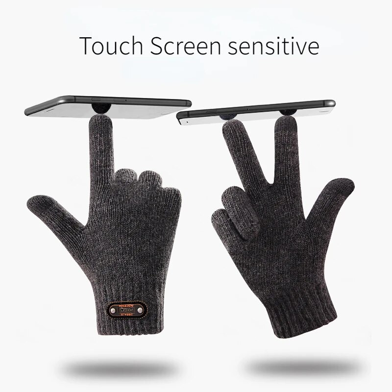 Őszi téli férfi kötött kesztyű érintőképernyős kiváló minőségű gyapjú egyszínű kesztyű férfi kesztyű meleg lovaglás vezetési polár kesztyű