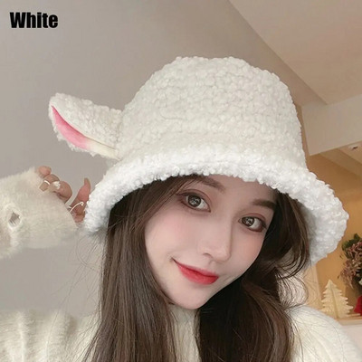 Jēra mākslīgās kažokādas kausa cepure Jauki aitas ausis ziemas siltie cepures sievietēm Lady Thicken Bob Panama āra zvejnieka cepures cepures meitenes