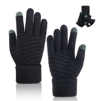 Νέα χειμωνιάτικα γάντια με οθόνη αφής ανδρικά γυναικεία γάντια σκι Winter Keep ζεστό Full Finger Imitation Wool Warm Πλεκτά αντιανεμικά γκολφ