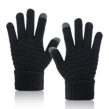 Нови зимни ръкавици със сензорен екран, мъже, жени, ски ръкавици, зимни топли, имитация на вълна, топли плетива, ветроустойчиви голфове