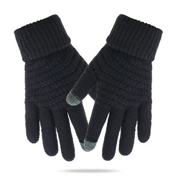 Нови зимни ръкавици със сензорен екран, мъже, жени, ски ръкавици, зимни топли, имитация на вълна, топли плетива, ветроустойчиви голфове
