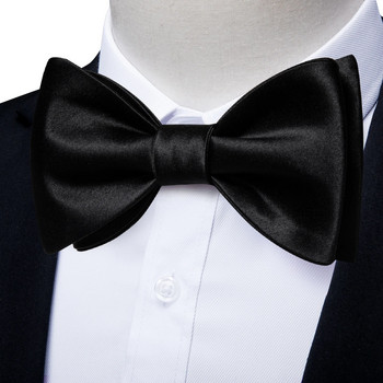 Регулируема мъжка масивна папийонка с вратовръзка носна кърпа Копчета за ръкавели Класическа черна папийонка за мъже Сватба Бизнес пеперуден възел