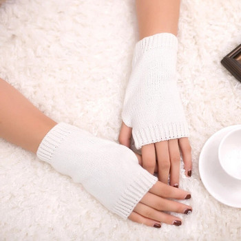 Елегантни дамски зимни плетени ръкавици без пръсти Къси ръкавици Топли ръкавици Топли ръкавици Еластични ръкавици без пръсти с половин пръст