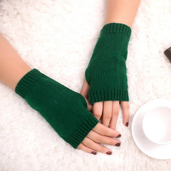 Κομψά γυναικεία χειμωνιάτικα πλεκτά γάντια χωρίς δάχτυλα Κοντά γάντια Ζεστά χεράκια θερμότερα καρπού ελαστικά χωρίς δάχτυλα γάντια με μισό δάχτυλο