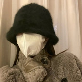 Μονόχρωμο Ευέλικτο καπέλο Fisherman Imitation Κάλυμμα μαλλιών κουνελιού Προστασία αυτιών Κρύο απόδειξη Ζεστό βελούδινο καπέλο για γυναίκες