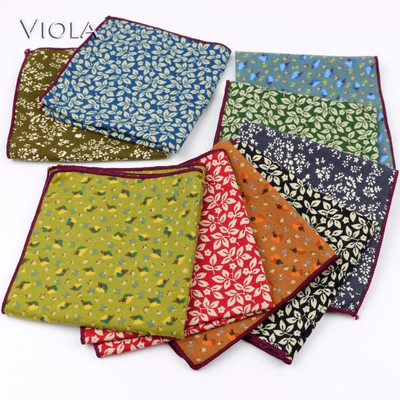 100% kokvilna, apdrukāta Hankie mīksta auduma kabatlakats puķaini vīriešu kabatas kvadrātveida stilīgi dāvanu ballīšu aksesuāri augstas kvalitātes