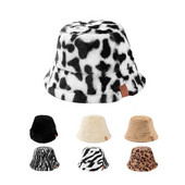 Κορεάτικη έκδοση του καπέλου γυναικείο φθινόπωρο και χειμώνα γλυκό χαριτωμένο απομίμηση γούνας βαρέλι λεοπάρ γούνα ψαράς ζεστό χοντρό καπέλο μόδας