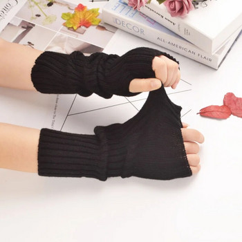 Дамски плетени ръкавици за затопляне на ръцете Меки вълнени ръкавици с дълги ръкави без пръсти Ежедневни топли меки модни женски ръкавици без пръсти