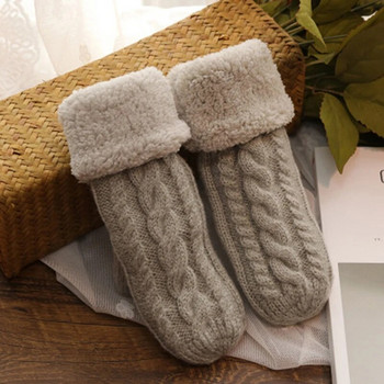 Модни дамски вълнени плетени ръкавици с усукани цветя Унисекс двойно удебелени плюс кадифени кашмирени топли ръкавици за шофиране L45