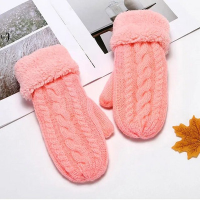 Modes Sieviešu Twist Ziedi Vilnas trikotāžas dūraiņi Unisex Double Thicken Plus Velvet Pilns pirksts Kašmira siltie dūraiņi L45