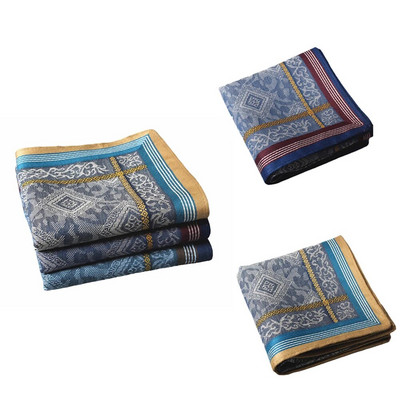 Tiszta pamut férfi zsebkendők kockás csíkos kiváló minőségű zseb négyzetes vintage kockás klasszikus izzadságelnyelő törölköző 3db ajándék