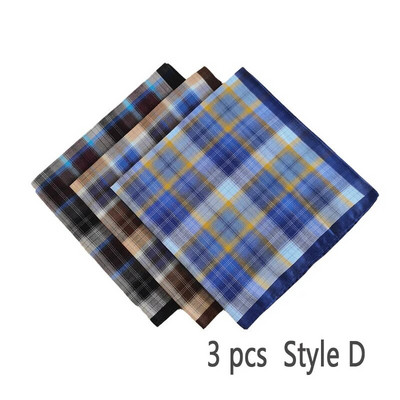 Tiszta pamut férfi zsebkendők kockás csíkos kiváló minőségű zseb négyzetes vintage kockás klasszikus izzadságelnyelő törölköző 3db ajándék