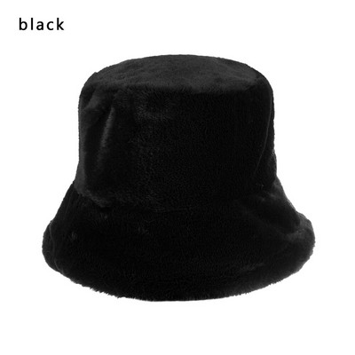 1 τεμ. ψεύτικη γούνα Χειμερινό ζεστό καπέλο ψαρά για γυναίκες μόδα μονόχρωμο καπέλο διακοπών Παχύ μαλακό καπέλο κουβά Νέα άφιξη