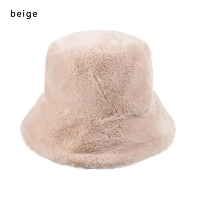 1 τεμ. ψεύτικη γούνα Χειμερινό ζεστό καπέλο ψαρά για γυναίκες μόδα μονόχρωμο καπέλο διακοπών Παχύ μαλακό καπέλο κουβά Νέα άφιξη