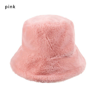 1 τεμ. ψεύτικη γούνα Χειμερινό ζεστό καπέλο ψαρά για γυναίκες μόδα μονόχρωμο καπέλο διακοπών Παχύ μαλακό καπέλο κουβά Νέα άφιξη