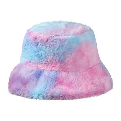 1 τεμ. ψεύτικη γούνα Χειμερινό ζεστό καπέλο ψαρά για γυναίκες μόδα μονόχρωμο καπέλο διακοπών Παχύ μαλακό καπέλο κουβά Νέα άφιξη