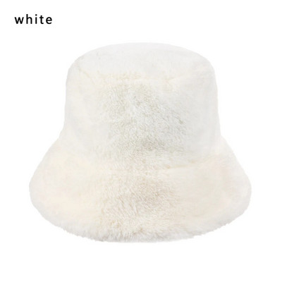1 τεμ. ψεύτικη γούνα Χειμερινό ζεστό καπέλο ψαρά για γυναίκες μόδα μονόχρωμο καπέλο διακοπών Παχύ μαλακό καπέλο κουβά Νέα άφιξη