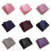 Új selyem zsebkendő férfinak Rózsaszín piros fekete rácspontos csíkos férfi négyzet alakú zsebes esküvői parti öltöny zsebkendő