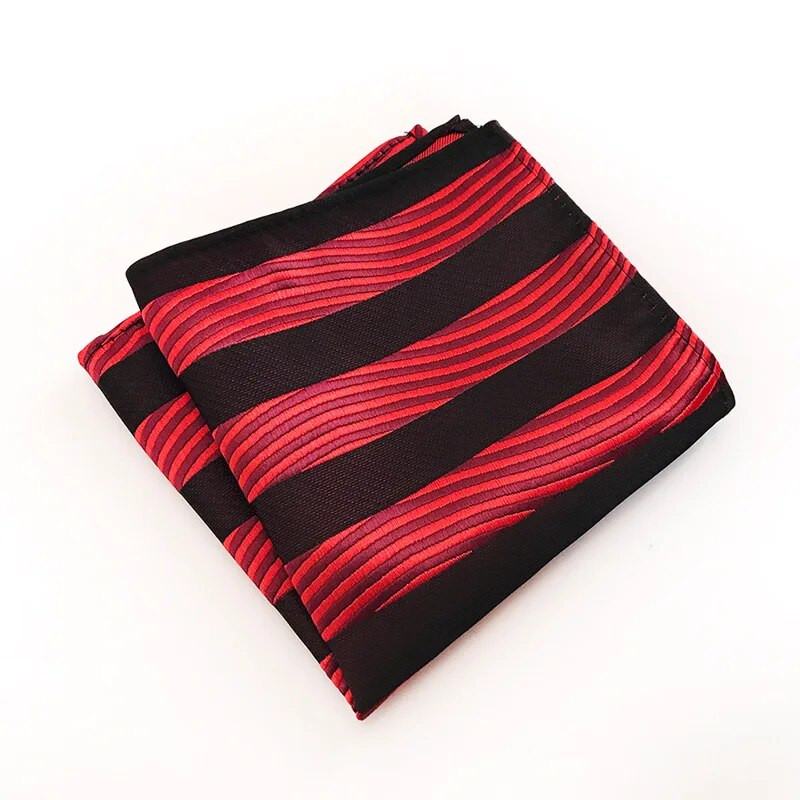 Új selyem zsebkendő férfinak Rózsaszín piros fekete rácspontos csíkos férfi négyzet alakú zsebes esküvői parti öltöny zsebkendő
