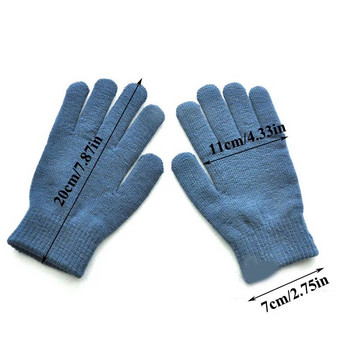 1 чифт плетени вълнени ръкавици за двойка Зимни едноцветни ръкавици с пръсти, топли ръкавици за мъже, жени, удебелени ръкавици за колоездене