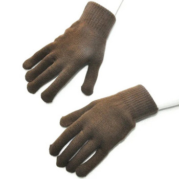 1 Ζευγάρι πλεκτά μάλλινα γάντια για ζευγάρια Χειμερινά μονόχρωμα γάντια ολόκληρα δάχτυλα Θερμότερα χεριών ανδρικά γυναικεία γάντια παχιά γάντια ποδηλασίας
