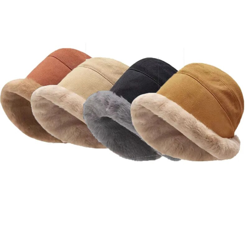 Jauna, mīksta, biezināta plīša ziemas kausa cepure Mode āra siltas pupiņas Zvejnieka cepure Modes tendence Sieviešu vēja necaurlaidīgas Panamas cepures