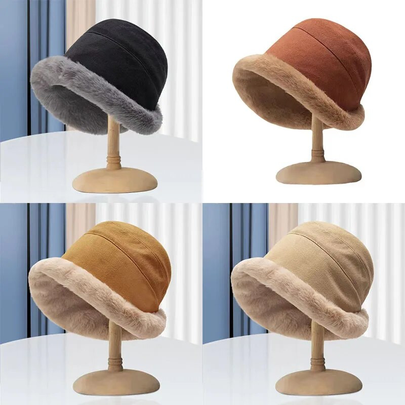 Jauna, mīksta, biezināta plīša ziemas kausa cepure Mode āra siltas pupiņas Zvejnieka cepure Modes tendence Sieviešu vēja necaurlaidīgas Panamas cepures
