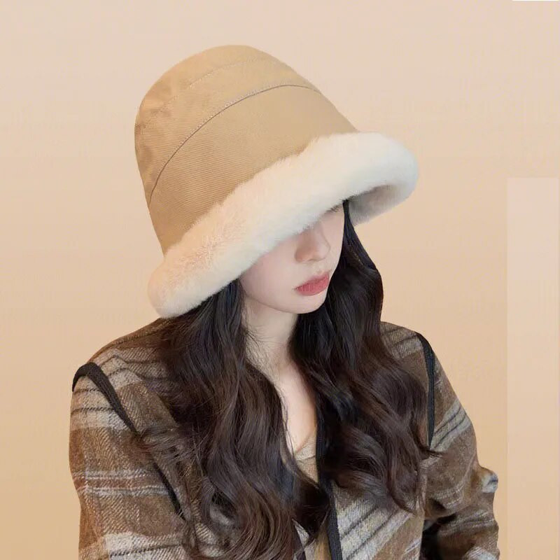Jauna, mīksta, biezināta plīša ziemas kausa cepure Mode āra siltas pupiņas Zvejnieka cepure Modes tendence Sieviešu vēja necaurlaidīgas Panamas cepures