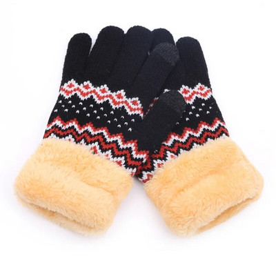 Мъже/жени могат да докоснат екрана зимни плюс кадифени удебелени ръкавици зимни външни шофиращи плетени топли ръкавици B45